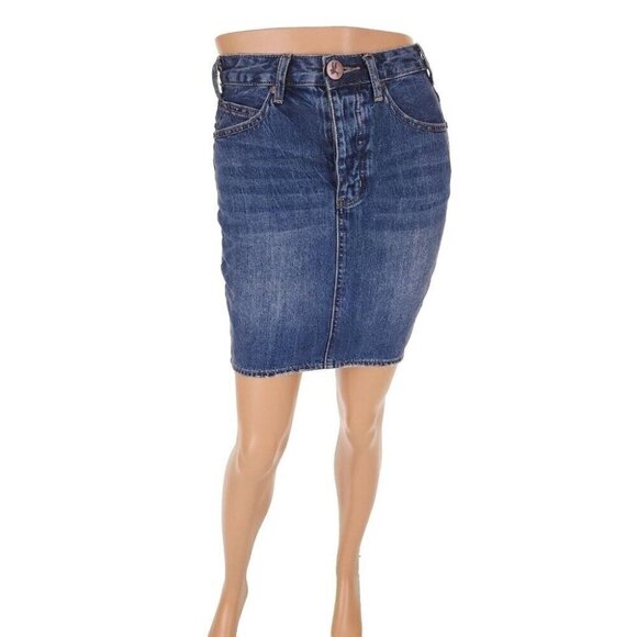 One Teaspoon 2020 High Waist Mid Length Denim Skirt 27 S Long Rise Super Fitted - Picture 1 of 11